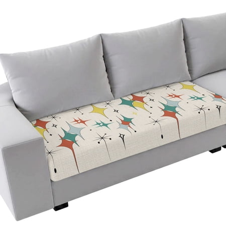 Couch Cushion Covers Green Yellow Orange Diamond Sofa Cushion Cover Stretch Modern Geometric Mid Century Linen Sofa Slipcovers Soft Furniture Protector for Sectional Sofas Living Room Medium-1 Piece
