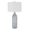 thumbnail image 1 of Benjara Lampe de Table en Verre 30 Pouces, Base Rayée, Variateur, Bleu, 1 of 4