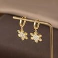 thumbnail image 4 of 925 Sterling Silver Sparkly CZ Snowflake Dangle Earrings for Women Teens Christmas Snowflake Dangle Earrings Drop Winter Party Earrings, 4 of 12