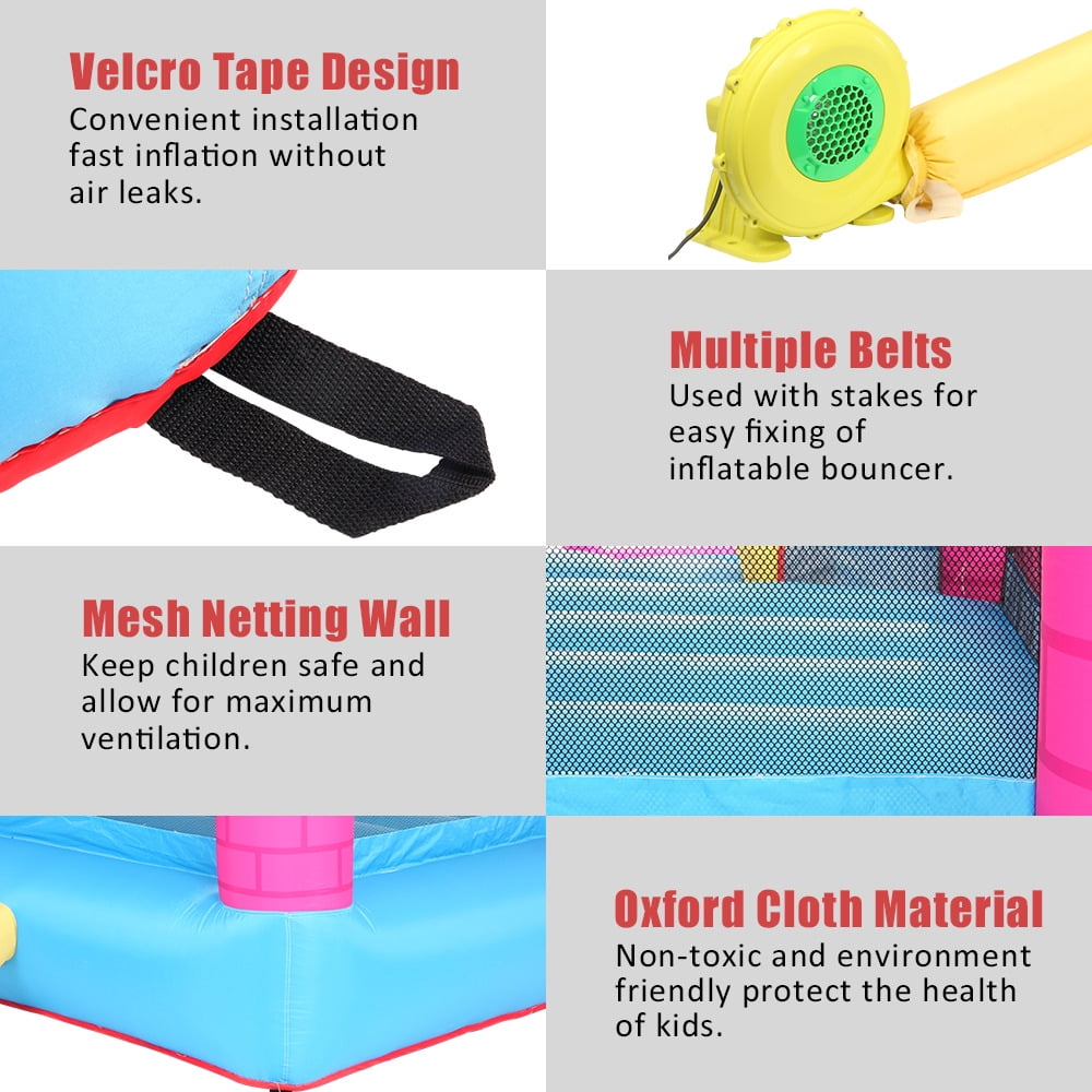 Inflatable Bounce House for Kids, Indoor/Outdoor Bounce Houses with Round Splashing Pool, Bouncing Area, 1 Water Slide and Storage Bag, 150x79x71 Inch