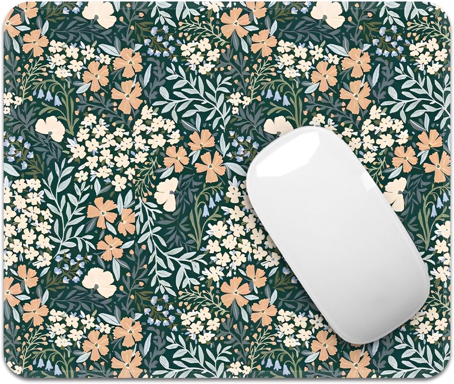 Square Flower Mouse Pad Premium Washable Cloth, NonSlip Rubber Base, Durable Stitched Edges, Perfect for Computers and Laptops, 9.25x7.75x0.12 Inch