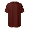 thumbnail image 5 of Top de manga corta de encaje y croché para mujer - Blusa informal de cuello redondo, poliéster, diseño con hombros al aire, corte holgado, ropa de primavera/verano, tallas S-XXL, contorno de pecho, 5 of 5
