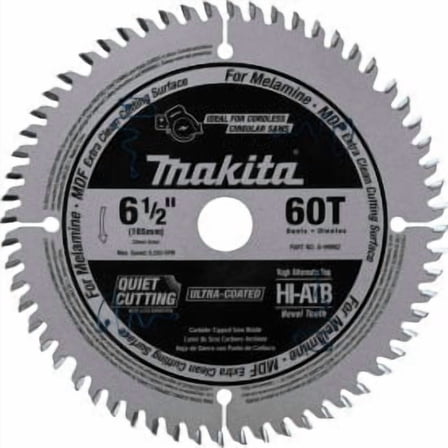 Makita Carbide-Tipped Cordless Plunge Saw Blade MDF Laminate 6-1/2""Dia 60 TPI