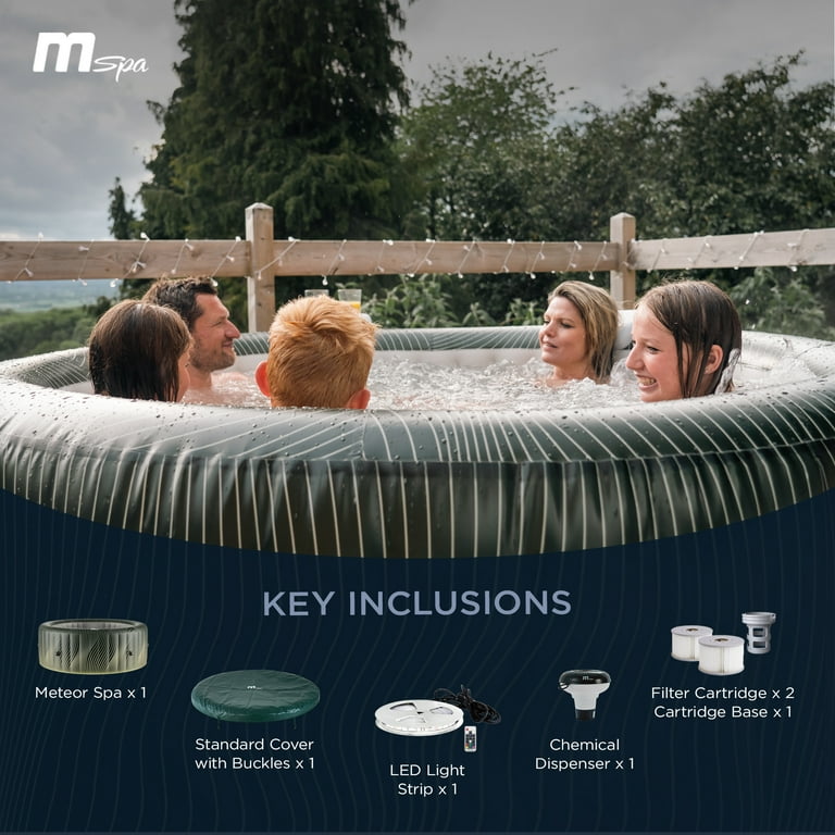 MSpa Round Inflatable Bubble Spa, 4-6 Person Hot Tub w/LED Lights
