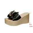 thumbnail image 4 of Bkhluea Bow Wedge Sandals for Women Platform Sandals Slides Open Toe Slip On Casual Summer Mules High Heels, 4 of 7