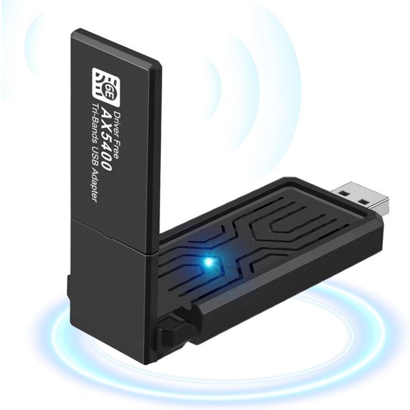 Prociv AX5400M WiFi 6E USB 3.0 WiFi Adapter for Desktop PC, Tri-Wifi Stick for Wireless internet (Up to 6 Gbps) Black