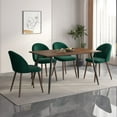 thumbnail image 2 of INO Design 5 Piece Classic Brown Wooden Dining Table Furniture Set for 4 Accent Soft Velvet Seat, Upholstered Side Chairs with Metal Legs (Green), 2 of 2
