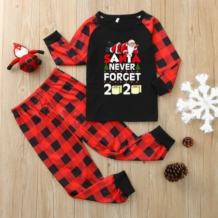 

SDJMa Kids Christmas Letter Printed Top+Printed Pants Xmas Family Clothes Pajamas