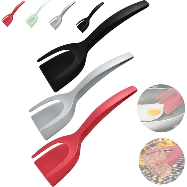 Espátula para yemas, espátula para huevos fritos con yemas, pinzas para espátula con agarre y giro, espátula de silicona de doble cara para huevos fritos, pinzas para girar y girar, espátula para huev