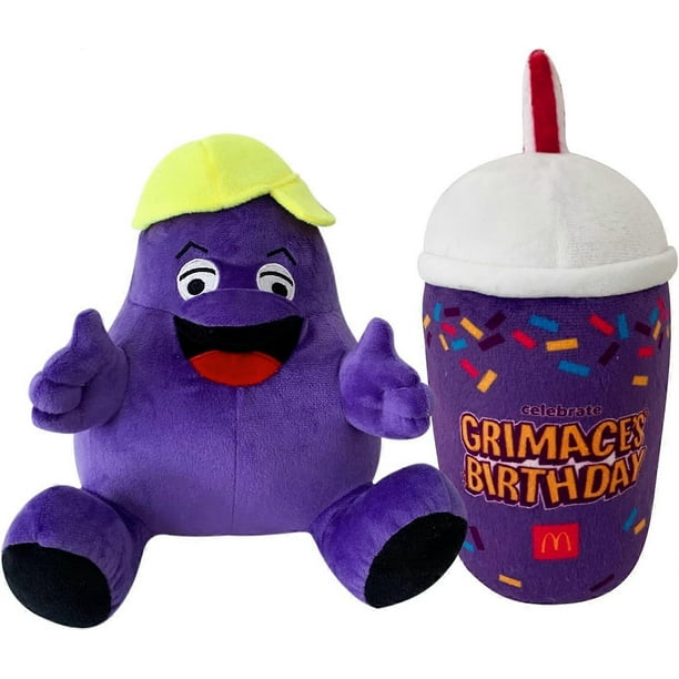 Grimace Plush,2PCS Grimace Shake Yellow Hat Plush Toy,Stuffed Animal Toy Game Doll Toy Fans Anime Great Gift for Boys and Girls (2pcs)