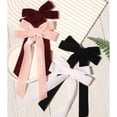 thumbnail image 4 of Ksopiavobs Velvet Hair Ribbon Bows Clip for Women Girls Vintage Bow Hair Clips,Ribbons Bow Hairpin Girls Clips Ponytail Hair Styling Accessories for Girls,Black Pink White Burgundy 4 Pcs, 4 of 6