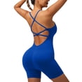 thumbnail image 2 of Workout Jumpsuit For Women Summer Outdoor Sleeveless One Piece Yoga Fitness Training Running Cycling Weekend Workout Wear Weekend Ready Look Clean Casual Finish Blue S, 2 of 6