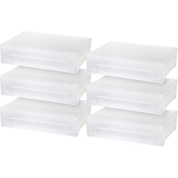 Large Desktop Stacking Drawer, 6Pack, Sliding Plastic Drawer Storage