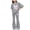 Grey-w, variant on Girls Two Piece Activewear Set Short Sleeve Heart Bow Print Top Flared Pants Casual Track Suit for Kids Tween Sizes 8-12