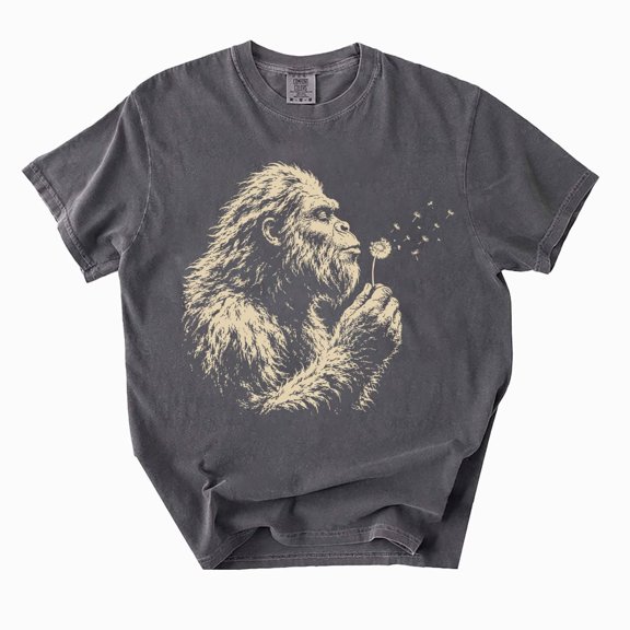 Bigfoot Dandelion T-Shirt, Vintage Sasquatch Woodland Nature Graphic Tee