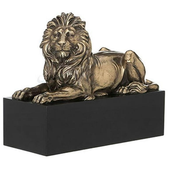 Unicorn Studios WU76538A4 Sculpture Lion Allongé sur un Plinthe - Bronze