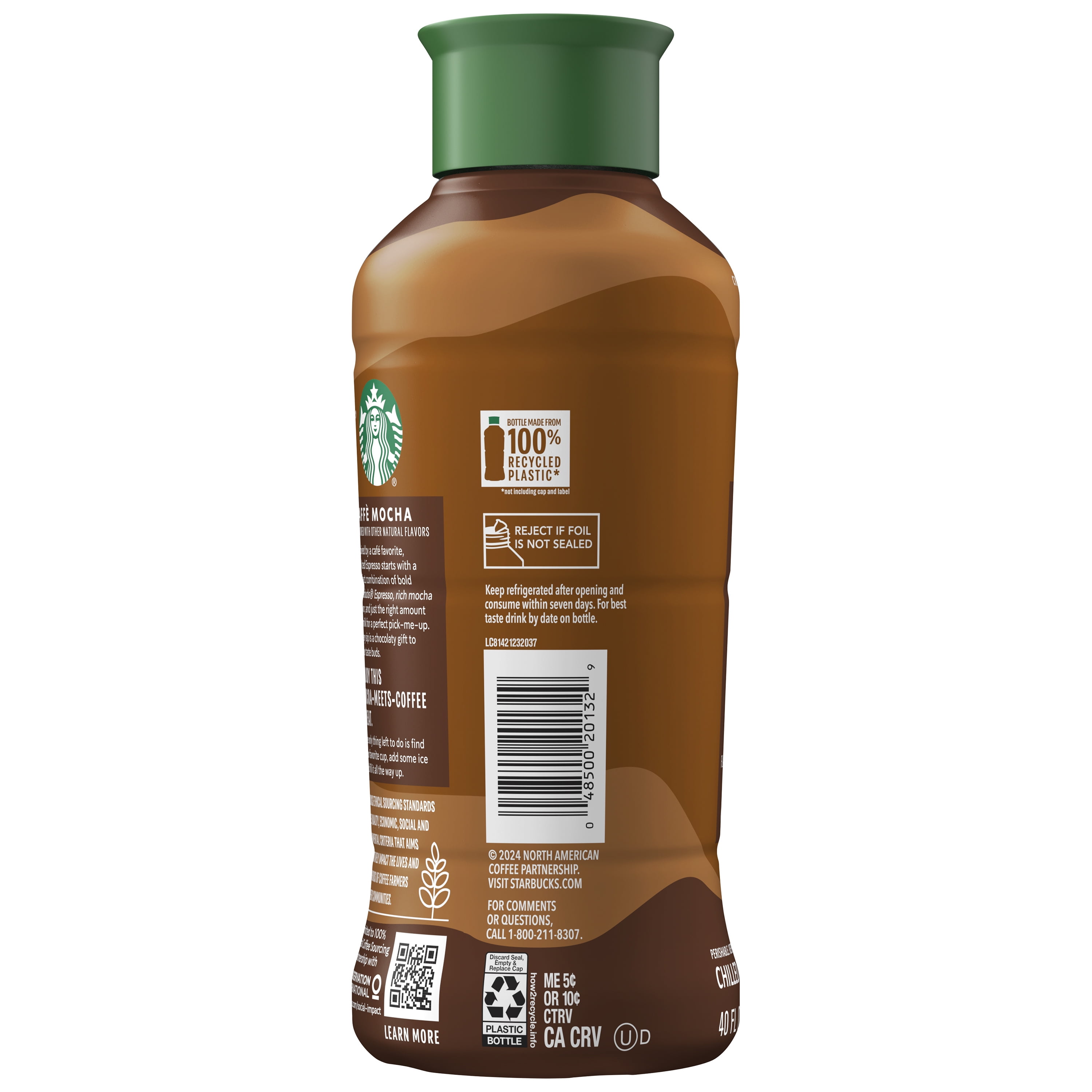 Starbucks Iced Espresso, Caffè Mocha Flavored, Premium Iced Coffee Drink, 40 Oz Bottle