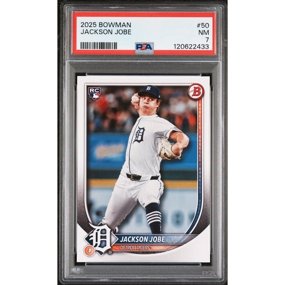 Graded 2025 Topps Bowman Jackson Jobe #50 Rookie RC Baseball Card PSA 7 Near Mint