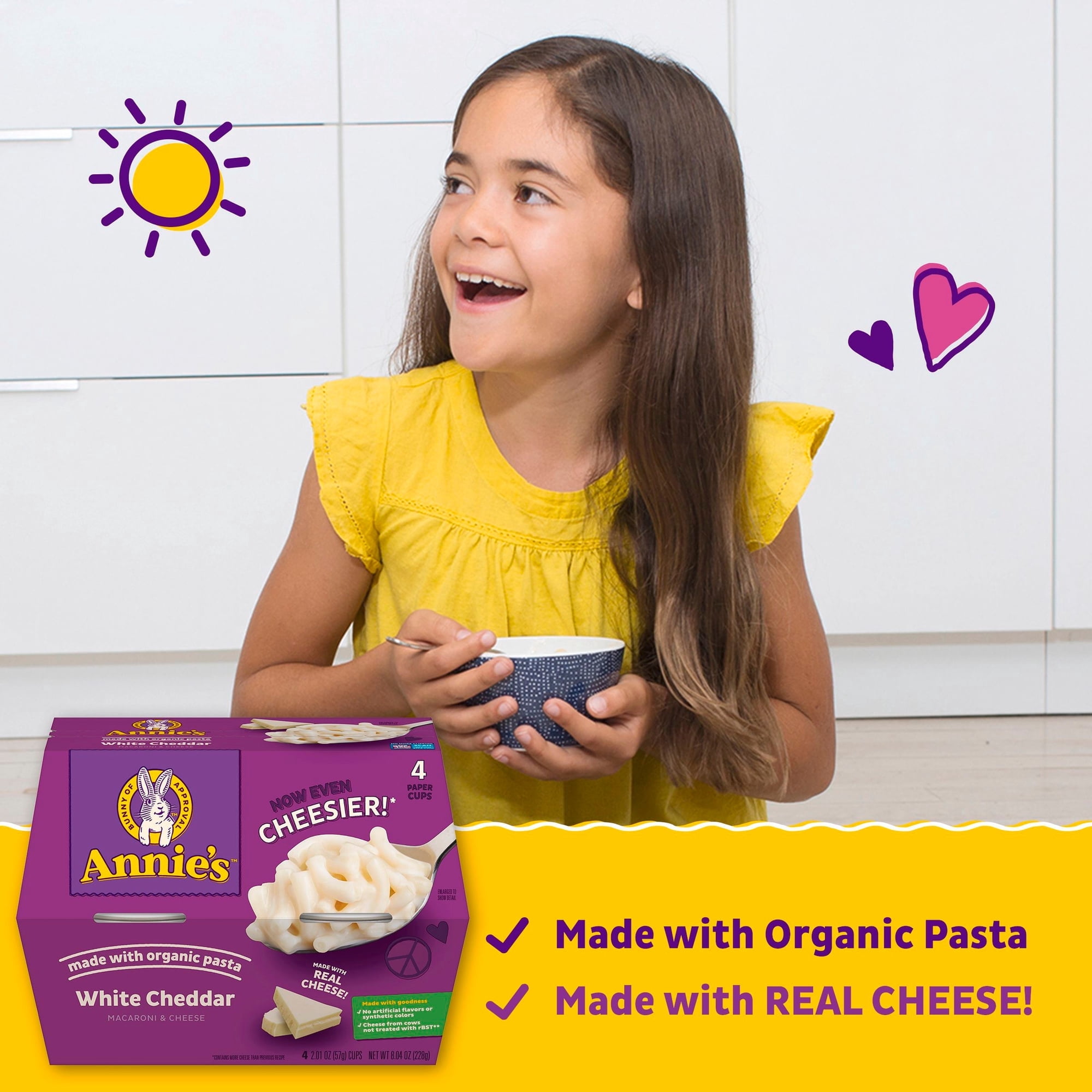 Annie's White Cheddar Microwave Mac and Cheese with Organic Pasta, 4 Cups, 8.04 oz