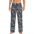 thumbnail image 1 of Balery Purple-Gold Triangles Pantalones de pijama para hombre, pijama ultraligero, pantalón de descanso-3X-Large, 1 of 6