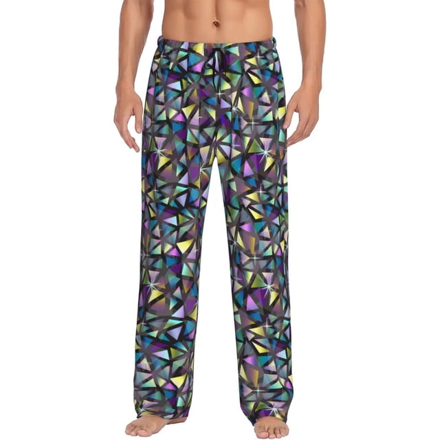 Balery Purple-Gold Triangles Pantalones de pijama para hombre, pijama ultraligero, pantalón de descanso-3X-Large