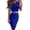 Blue, variant on Womens Sexy 2 Piece Outfits Short Sleeve Crop Top Bodycon Midi Pencil Skirt Matching Dresses Sets Clubwear Ladies Suits Solid Color