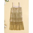 thumbnail image 3 of aturustex Little Girls Shiny Party Dress 6T-10T Toddler Baby Sleeveless Solid Layered Tassel Dress Cami Flowy Party Dress Square Neck Casual Princess  Spring Summer Outfits for Holiday Party, 3 of 7