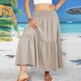 thumbnail image 6 of Amvlyk Skirts for Women Solid Color Elastic High Waist Ruffle Boho Skirt Summer Tiered Trendy Ankle-Length A-Line Skirt Fashion Flowy Long Skirt for Beach Date Casual Going Out Party Walking, 6 of 9
