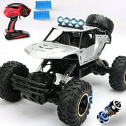 4DRC 1:12 Rc Car,off Road Truck Remote Control Car Metal Shell 2.4G 4WD,with 2 Batteries ,Cars for Boys& Gift for Kids,Silver