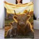 thumbnail image 4 of Manta supersuave con diseño de vacas de las Tierras Altas y vacas bebés al atardecer, manta navideña de franela de microfibra para sofá cama, mullida y cálida, 30 x 40 pulgadas, 4 of 8