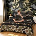 thumbnail image 3 of Manfei Minimalism Patriotic Camo Twin Bedding, Mid Century American Flag Bedding Comforter Set, Chocolate Brown, Black Reversible, 7-Piece, 3 of 6