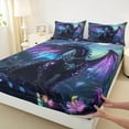 thumbnail image 3 of Manfei Purple Dragon King Sheet Sets,Magic Animal Bedding King Size,Watercolor Flower Floral Bed Sheets Set King Size,Lightweight Room Decoration,4pcs, 3 of 7