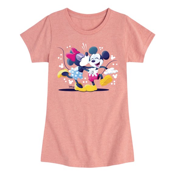 Disney - Mickey Minnie Kiss - Youth Girls Short Sleeve Graphic T-Shirt