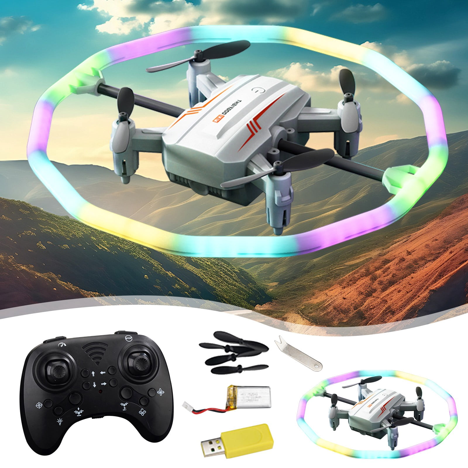 Kyusrd T39 UAV Model Aircraft Toy Aircraft Stunt With Bright Lights Rolling Rotation Intelligent Pressure Height Remote Control Aircraft