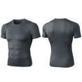 thumbnail image 3 of Ploknplq Men's Compression Shirt Fitness Sports Short Sleeve T-shirt Tight Quick-drying Top Gray L, 3 of 3