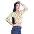 thumbnail image 2 of Moomaya Round Neck Long Sleeve Crop Top Workout Elastic Waist Women Blouses, 2 of 5