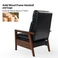 thumbnail image 3 of Manual Leather Recliner Chairs Push Back with Wooden Arms Set of 2 for Adults Living Room Black, 3 of 9