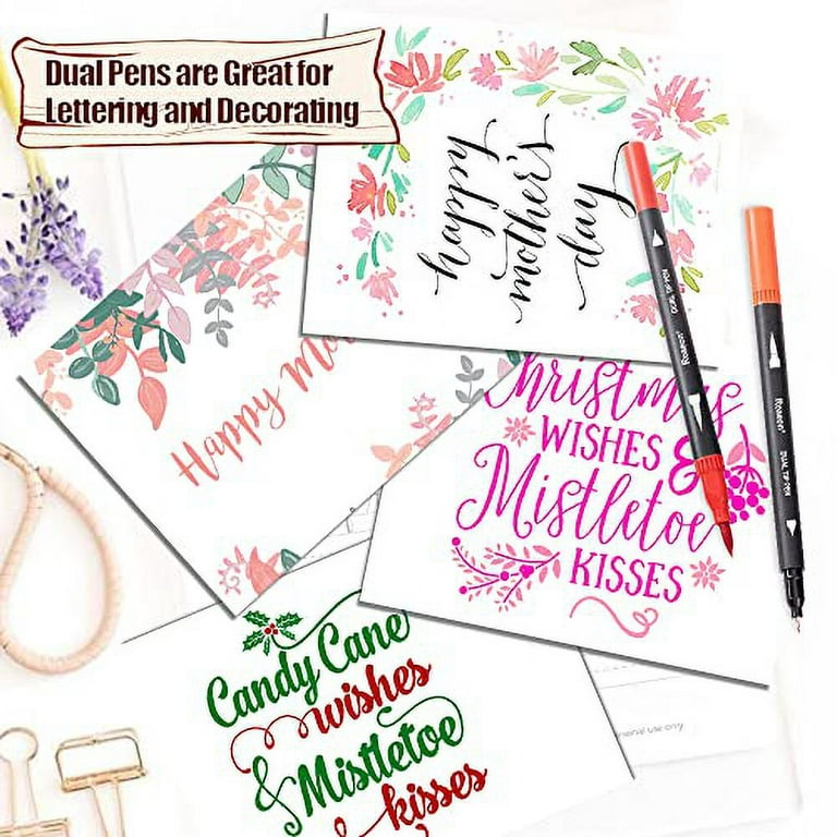 Tergayee Brush Marker Pens,Coloring Brush Art Marker,Fine Tip Colored Pens for Kids,Bullet Journaling Drawing Planner,Student Office Use, Size: 14.5