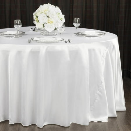

1 Pc Satin 120 Round Tablecloth - White(Machine Washable & Cool Dry) For Wedding Or Event Decor