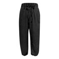 thumbnail image 5 of Wide Leg Pants for Women Loose Drawstring Elastic Waist Trousers with Pockets Summer Beach Vacation Clothes by Yigetop Black L, 5 of 7