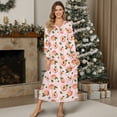 thumbnail image 4 of Tutolipy Peach Printed Women's Long Sleeve Nightgown V Neck Sleepwear Full Length Loungewear Comfy Pajama Dress for Home, 2XL, 4 of 7