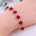 thumbnail image 2 of 22 cm. Rose Gold Chain Link Romantic Bracelet - Red Enamel Rose Jewelry - Valentine For Lovers, 2 of 15