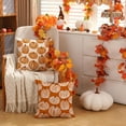 thumbnail image 3 of Fall Pillow Covers 16x16 inch Set of 2 Fall Decoration Orange Thick Lines Pumpkin Decor White Autumn Outdoor Pillow Cover Thanksgiving Decoration for Home Couch 118B, 3 of 6