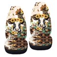 thumbnail image 6 of ZIATUBLE Aztec Ethnic Car Seat Covers Full Set of 2 Sunflower Cow Car Seat Dust Cover Stretch Vehicle Bucket Seat Cover Soft Front Seats Only Automotive Accessories for SUV Sedan Van, 6 of 7