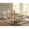 thumbnail image 2 of 5-Pc Panel Wood Cross Pedestal Dining Set in Caramel, 2 of 6
