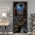thumbnail image 3 of Halloween 3D Scary Evil Clown Door Stickers, 30 x 79 inch Evil Clown Realistic Door Wallpaper Sticker for Halloween Decoration, Home Party Removable S, 3 of 5