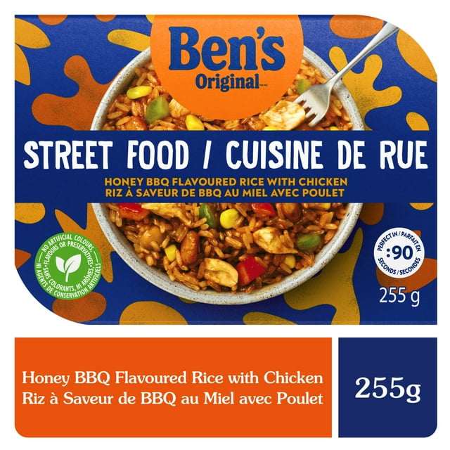 BEN'S ORIGINAL™ Street Food Honey BBQ Flavoured Rice with Chicken, Prepared Entrée, Microwave in 90 Seconds, 255 g