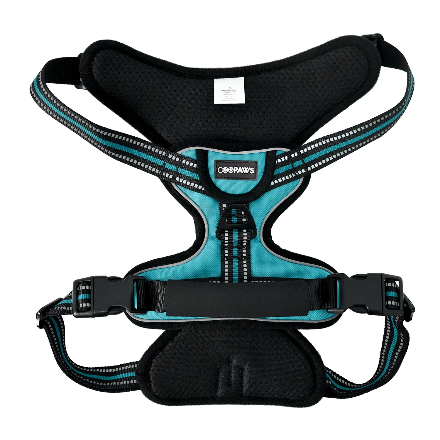 GOOPAWS Padded Reflective Dog Harness, Easy Control Lightweight Dog Harness, Adjustable Outdoor Pet Harness for Small Medium Large Dogs