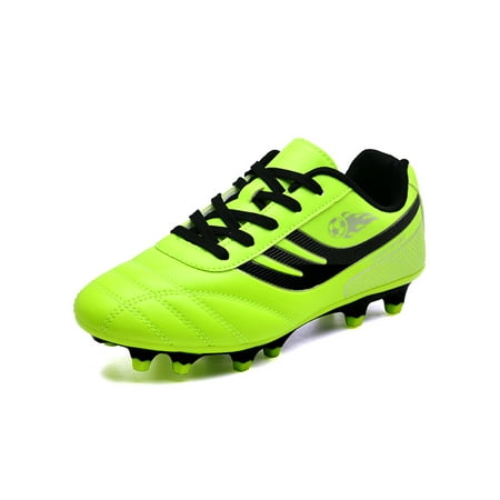 

Eloshman Girls & Boys Short Nails Football Sneaker Sports Mens Round Toe Soccer Cleats Training Lace Up Shoes Green Long 5.5Y