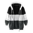 thumbnail image 7 of Funicet Gifts savings Deals! Plus Size Coats for Women Warm Loose Plush Zipper Hooded Coat Color Block Printed Drawstring Sweaters Shacket Jacket for Fall, Winter, 7 of 7